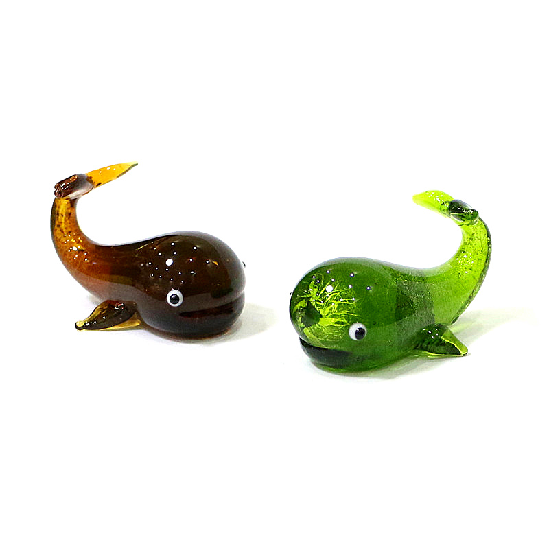 Aquarium And Marine - Murano glazen walvis miniatuur beeldje zilverfolie